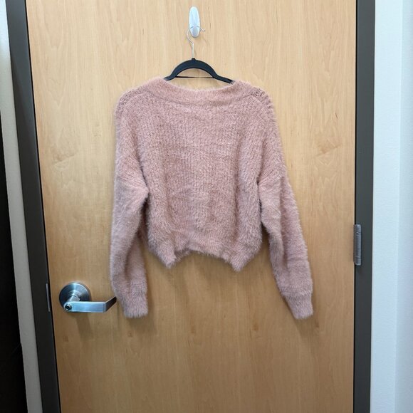 Double Zero blush fuzzy cropped cardigan women’s small - Picture 5 of 5